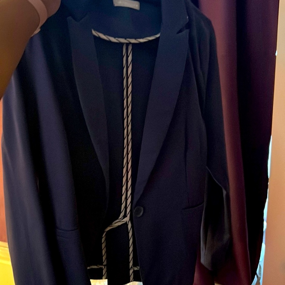 Olivia Moon Blue Knit Single button Blazer